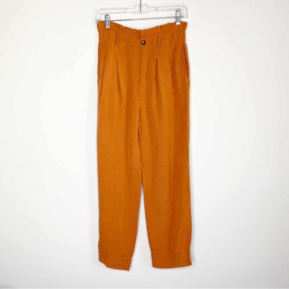 Madewell Linen Paperbag Pants Rust Orange Size 0